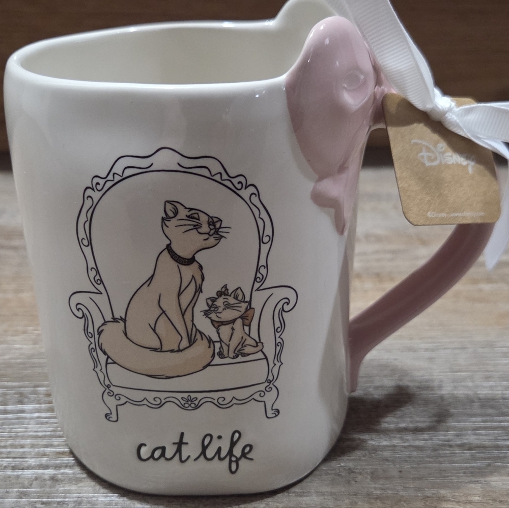 Rae Dunn Disney Aristocats  Cat Life Mug - Pink and Cream